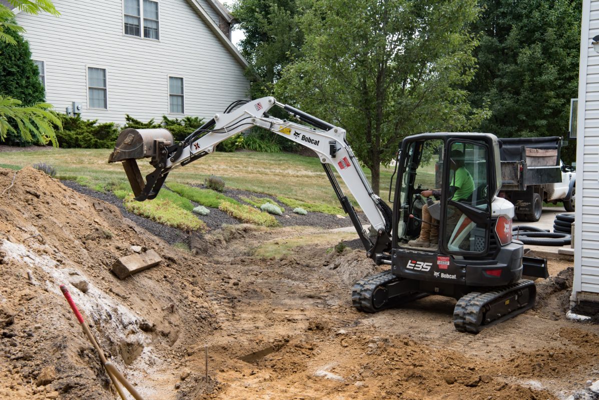 landscaping equipment working
