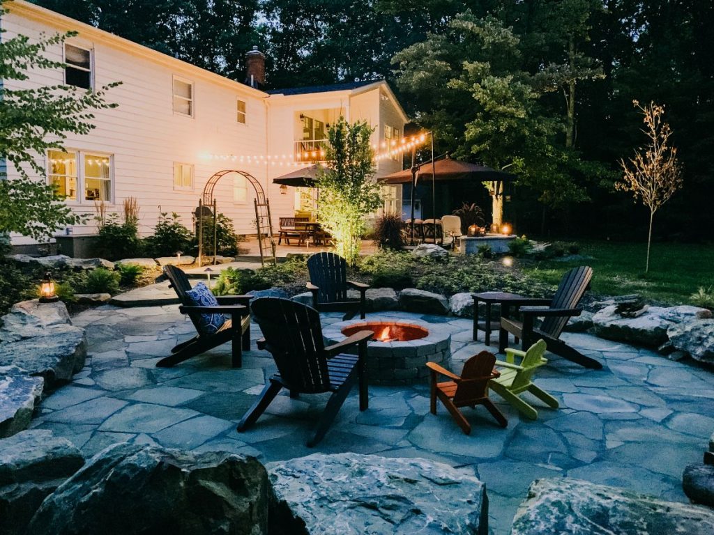 backyard patio with firepit