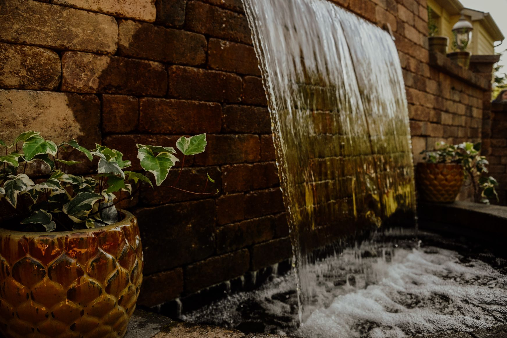 waterfall into pond