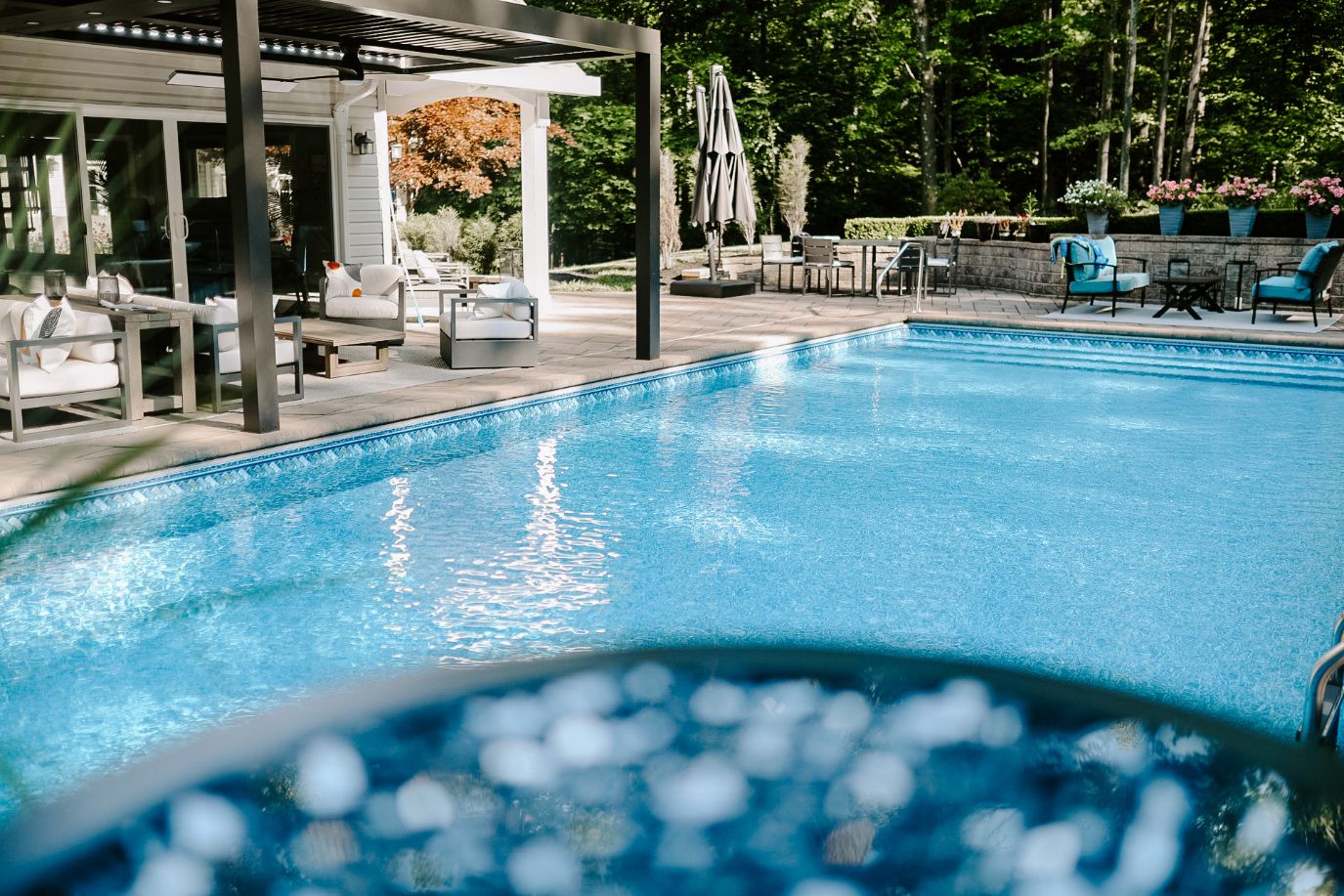 large pool with lounge area