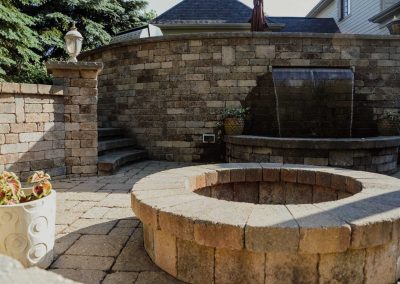 Petras project fire pit and fountain