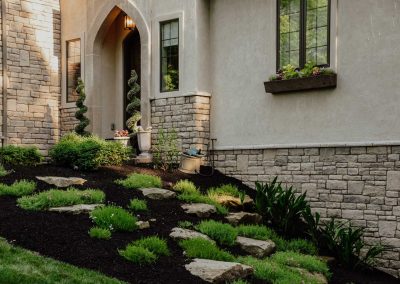 Yoder project, after weeding, edging, and mulching